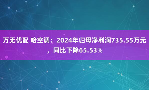 万无优配 哈空调：2024年归母净利润735.55万元，同比下降65.53%